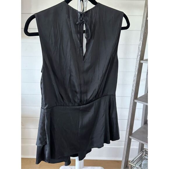 3.1 PHILLIP‎ LIM V-Neck Satin Sleeveless Peplum Tank Womens 2 Black - Picture 3 of 7